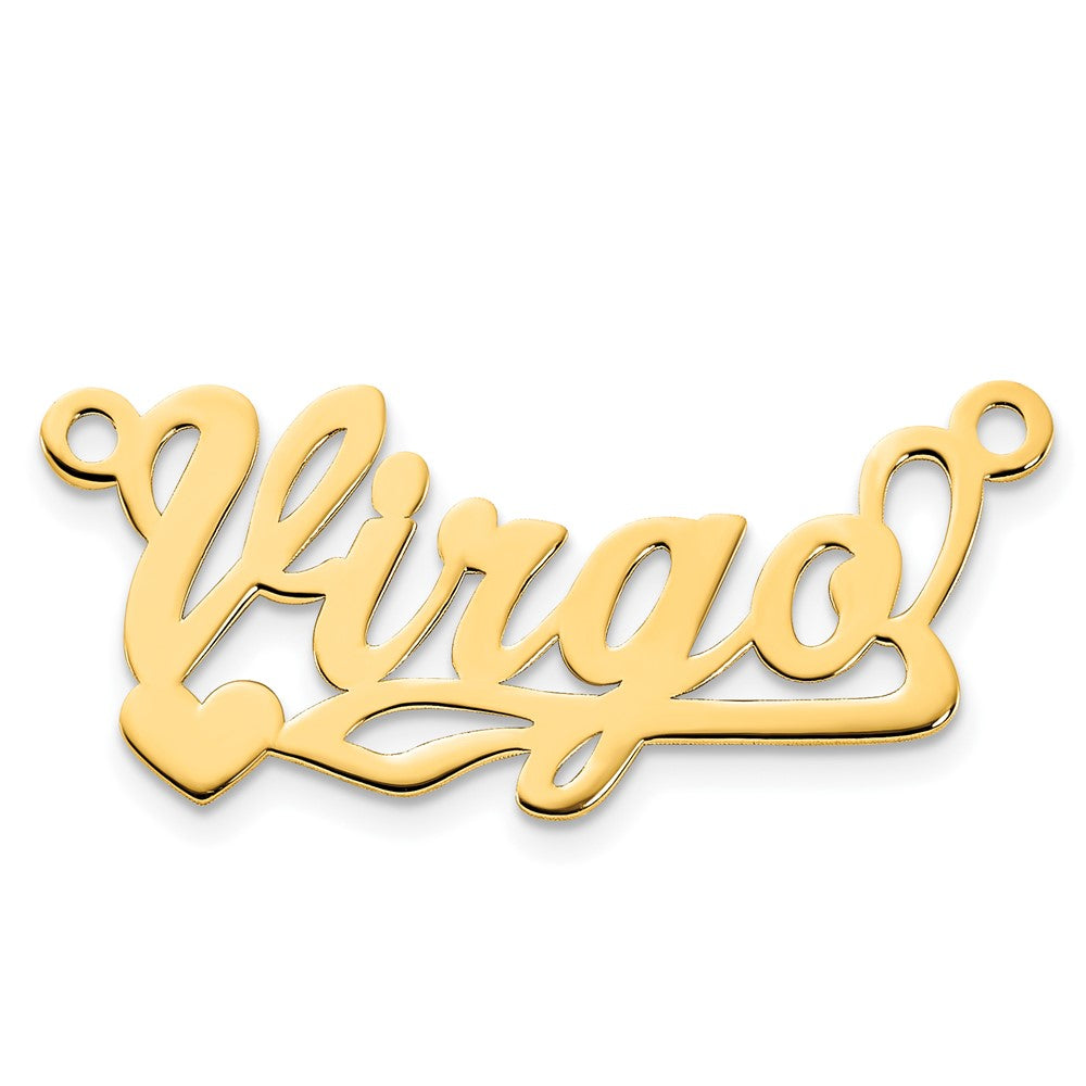 Gold Plated Sterling Silver/Gold Polished Heart Name Plate