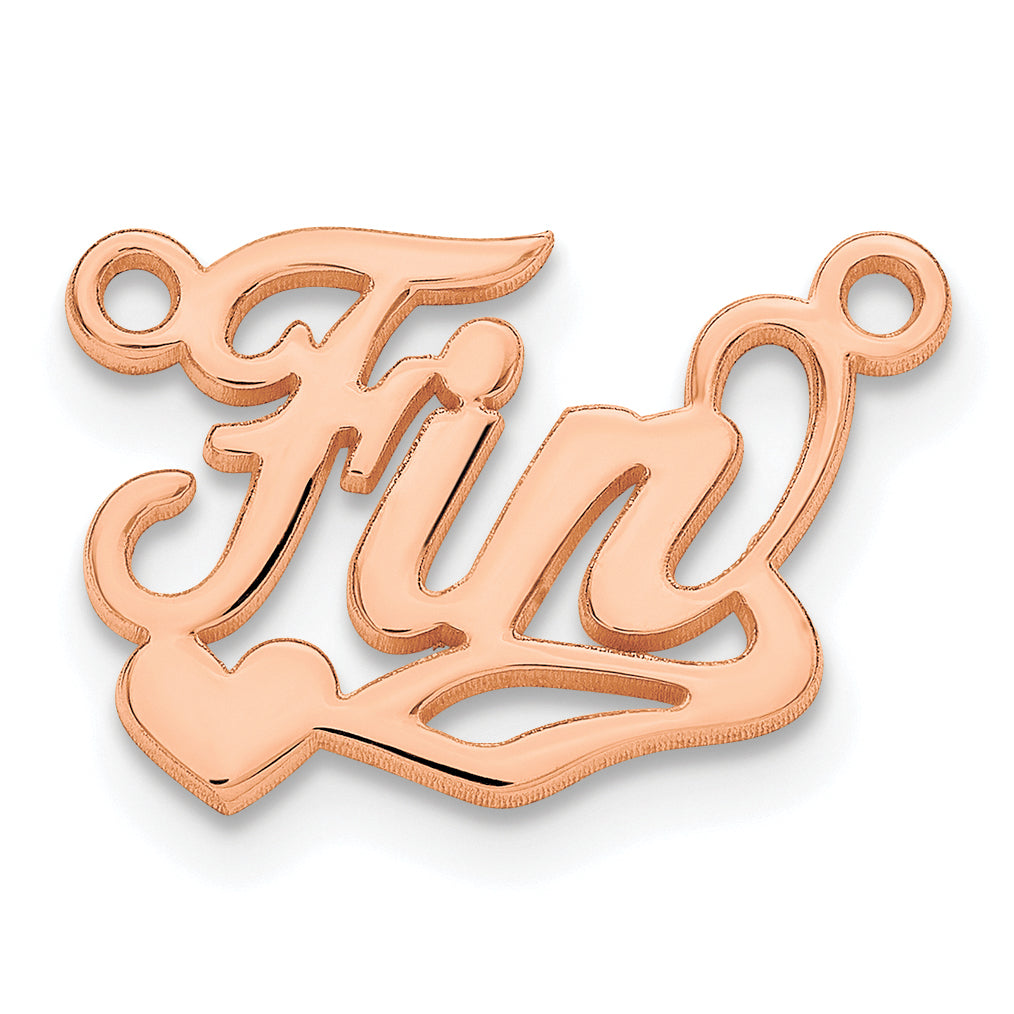 Rose Plated Sterling Silver/Rose Polished Heart Name Plate
