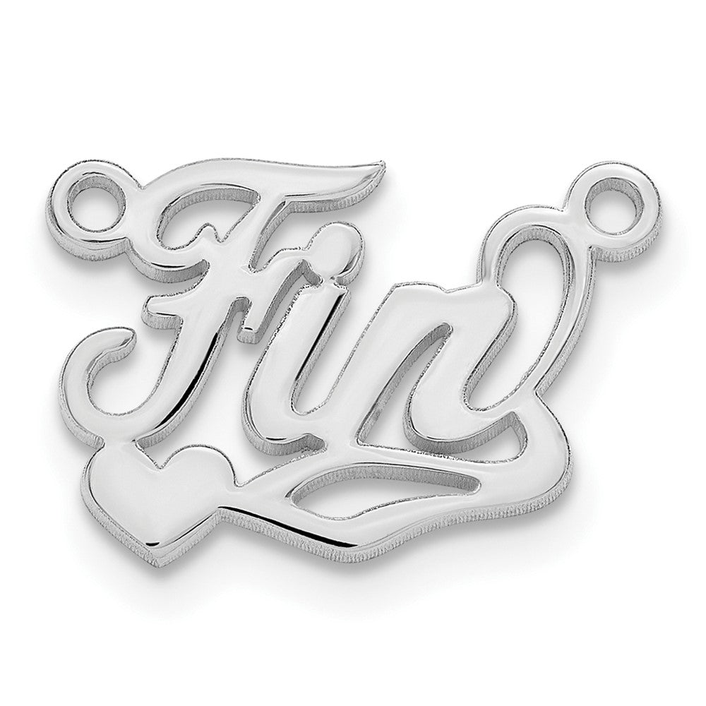 Sterling Silver Silver/Rhodium Plated Polished Heart Name Plate
