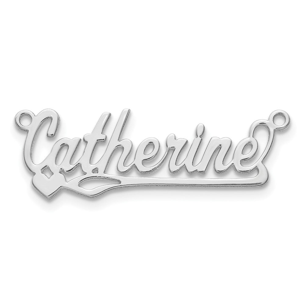 Sterling Silver Silver/Rhodium Plated Polished Heart Name Plate