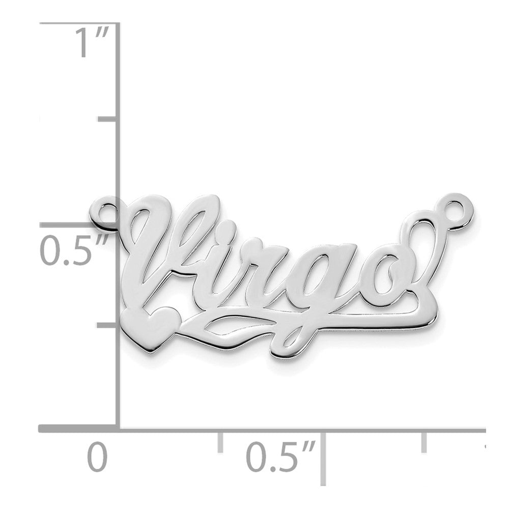 Sterling Silver Silver/Rhodium Plated Polished Heart Name Plate