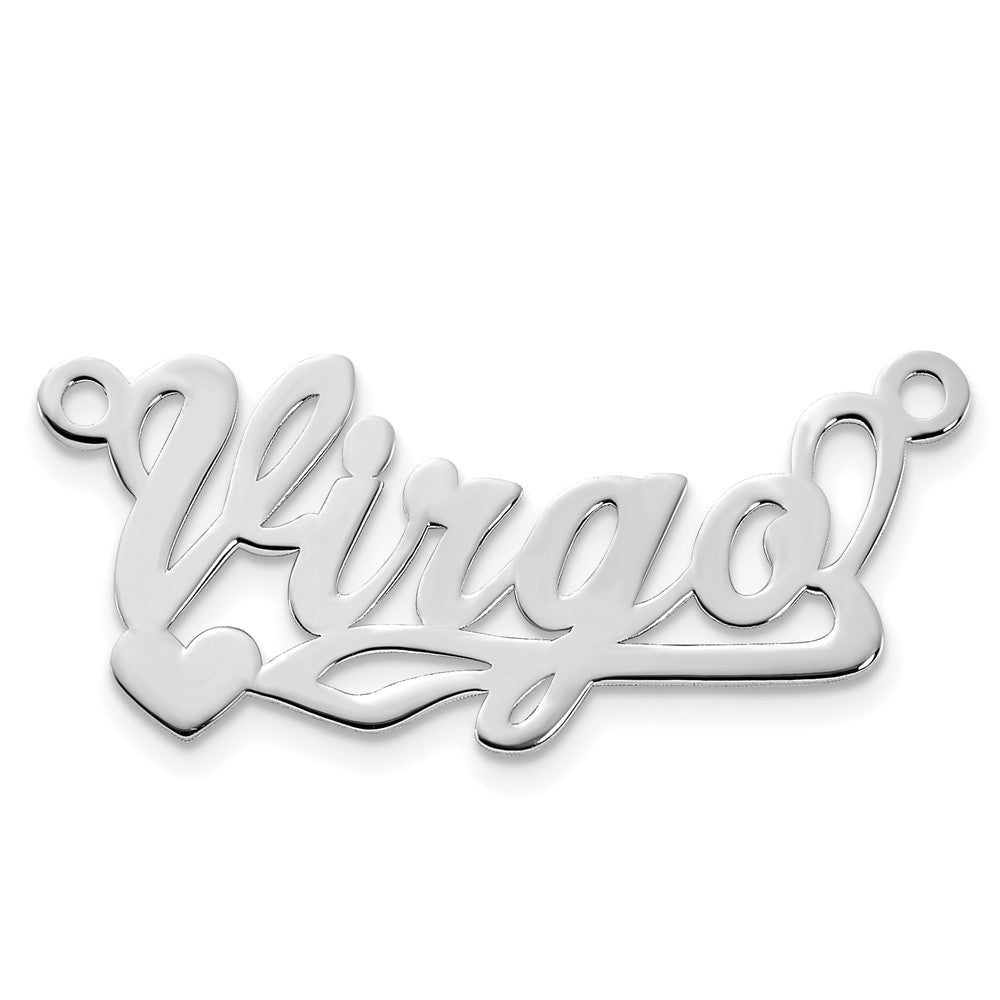 Sterling Silver Silver/Rhodium Plated Polished Heart Name Plate