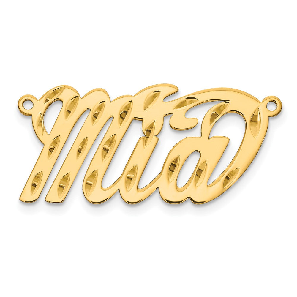 Gold Plated Sterling Silver/Gold Diamond Cut Name Plate