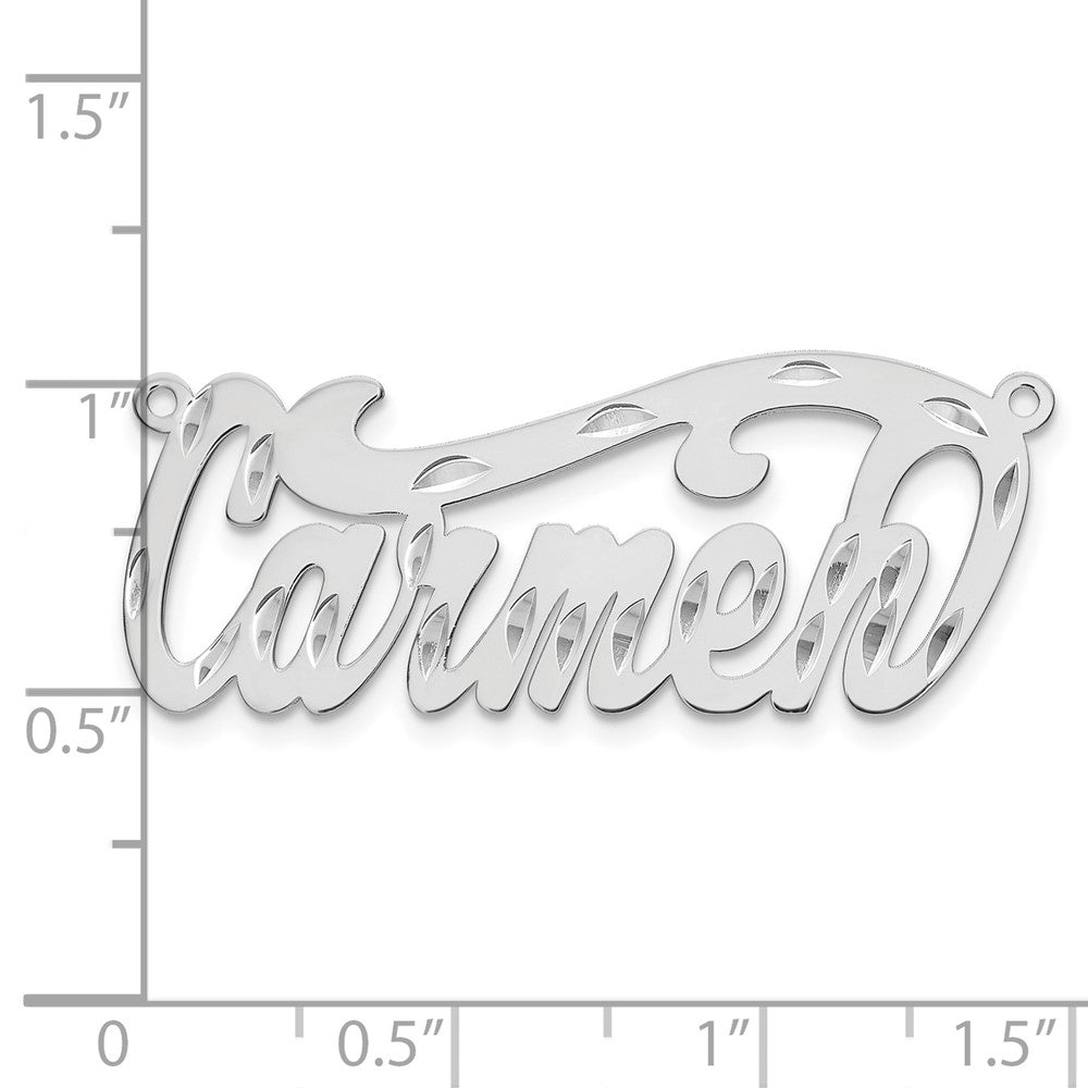 14K White Gold Diamond Cut Name Plate