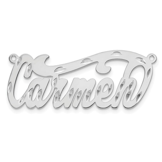 14K White Gold Diamond Cut Name Plate