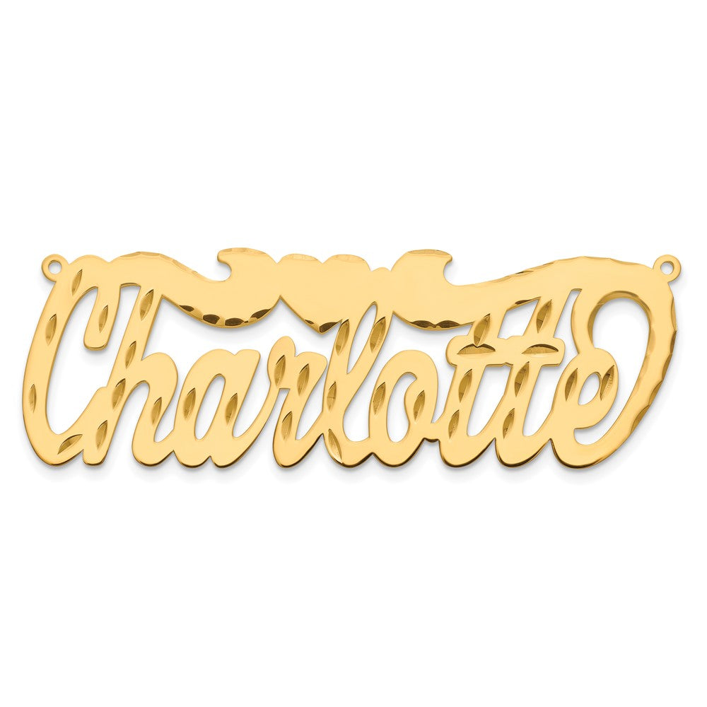 14K Yellow Gold Diamond Cut Heart Name Plate