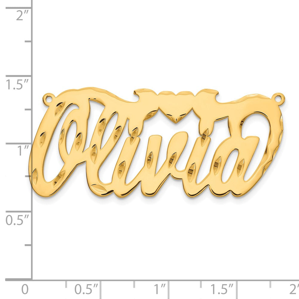 14K Yellow Gold Diamond Cut Heart Name Plate