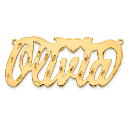 14K Yellow Gold Diamond Cut Heart Name Plate