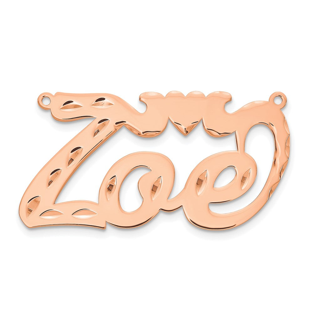 Rose Plated Sterling Silver/Rose Diamond Cut Heart Name Plate