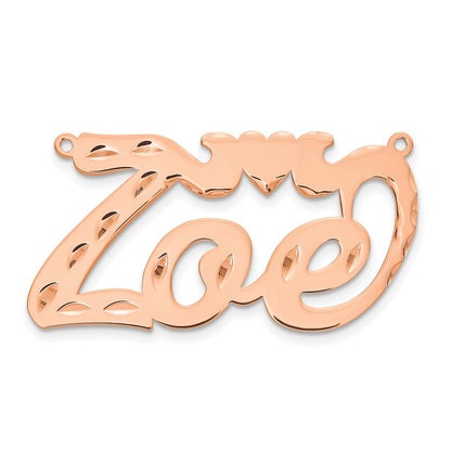 Rose Plated Sterling Silver/Rose Diamond Cut Heart Name Plate