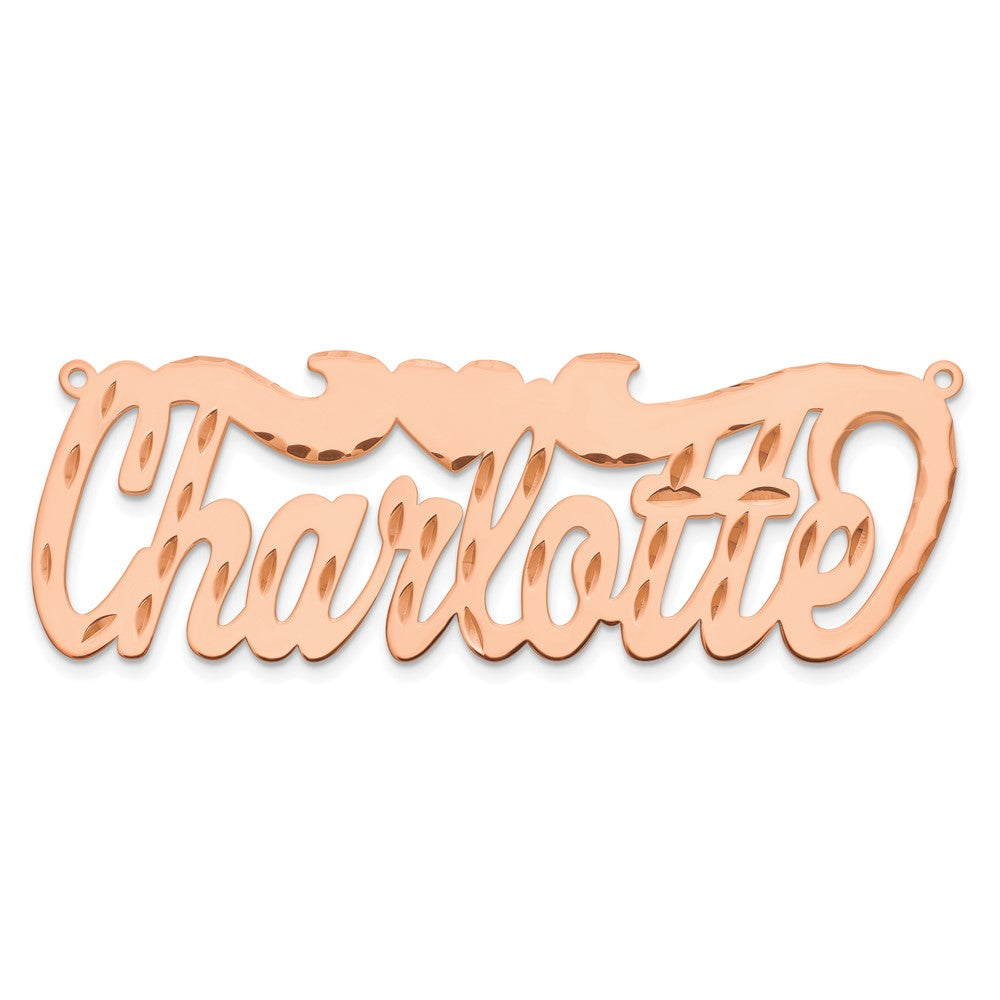 Rose Plated Sterling Silver/Rose Diamond Cut Heart Name Plate