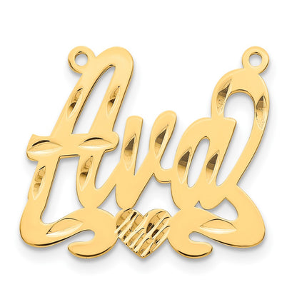 14K Yellow Gold Diamond Cut Heart Name Plate