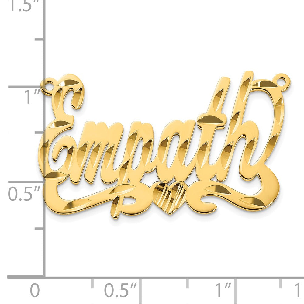 14K Yellow Gold Diamond Cut Heart Name Plate