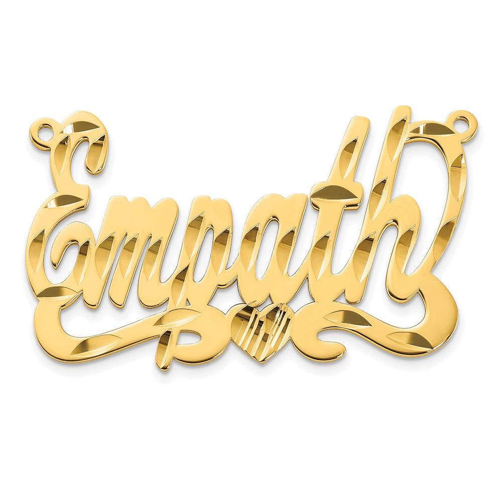 Gold Plated Sterling Silver/Gold Diamond Cut Heart Name Plate