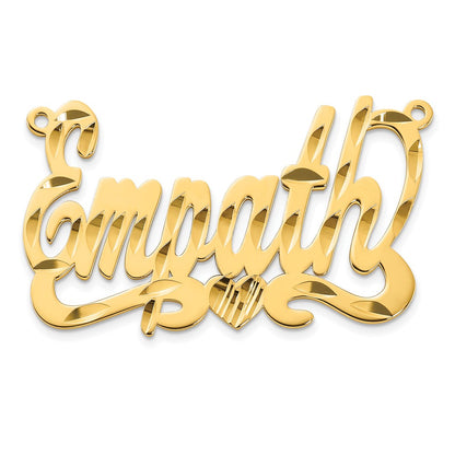 14K Yellow Gold Diamond Cut Heart Name Plate