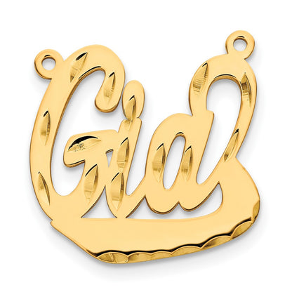 14K Yellow Gold Diamond Cut Underlined Name Plate