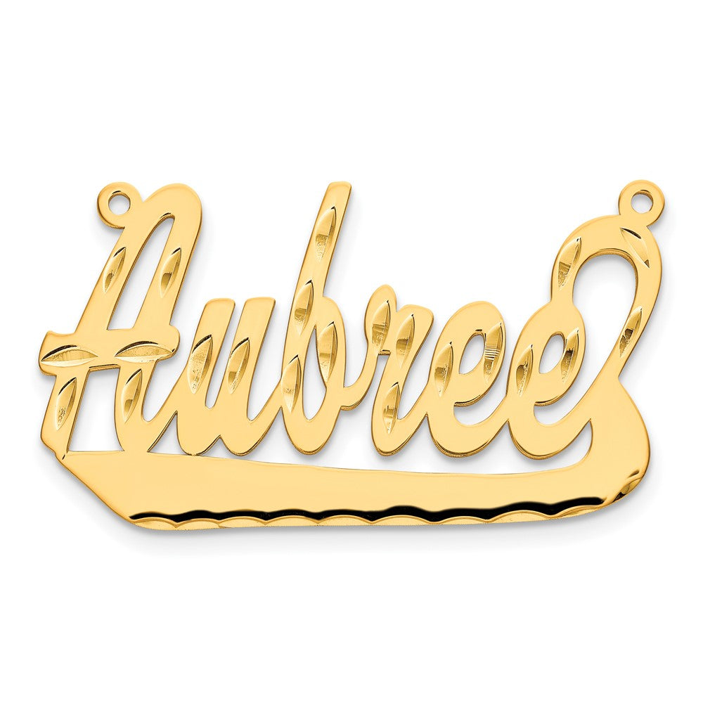 14K Yellow Gold Diamond Cut Underlined Name Plate
