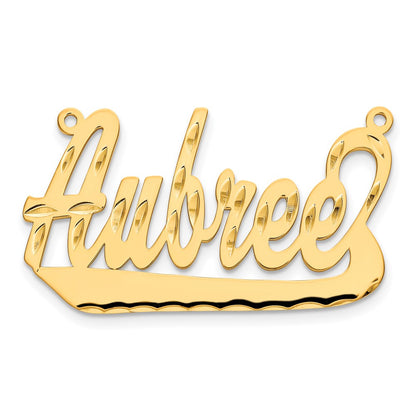 14K Yellow Gold Diamond Cut Underlined Name Plate