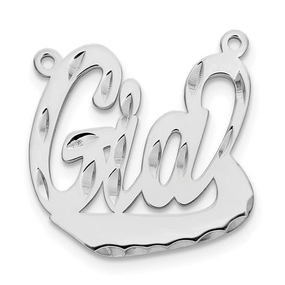 Sterling Silver Rhodium Plated Diamond Cut Underlined Name Plate