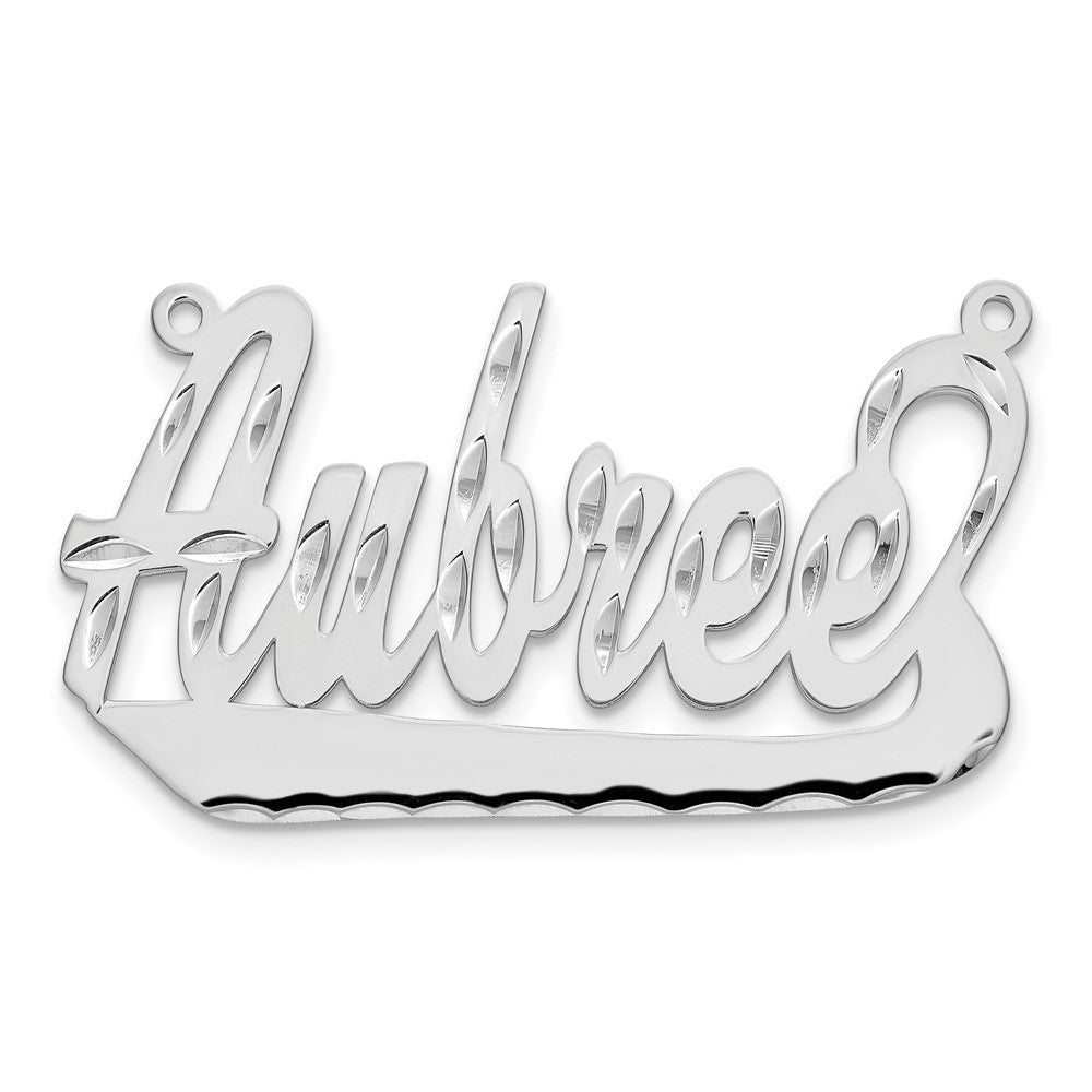 Sterling Silver Rhodium Plated Diamond Cut Underlined Name Plate