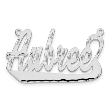 Sterling Silver Rhodium Plated Diamond Cut Underlined Name Plate