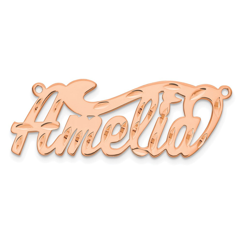 14K Rose Gold Diamond Cut Name Plate