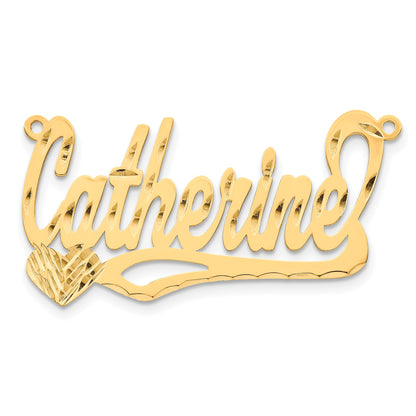 Gold Plated Sterling Silver/Gold Diamond Cut Heart Name Plate