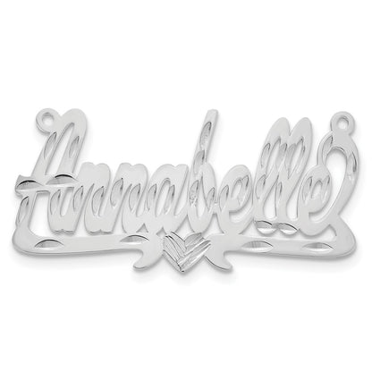 Sterling Silver Silver/Rhodium Plated Diamond Cut Heart Name Plate