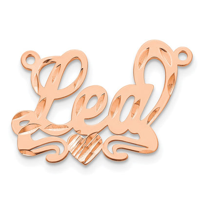 14K Rose Gold Diamond Cut Heart Name Plate