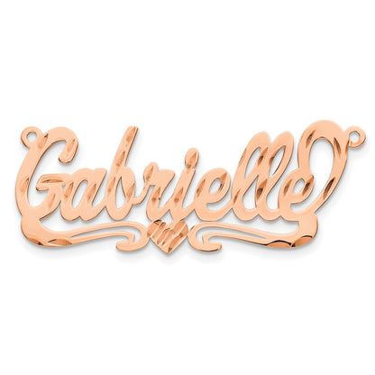 14K Rose Gold Diamond Cut Heart Name Plate