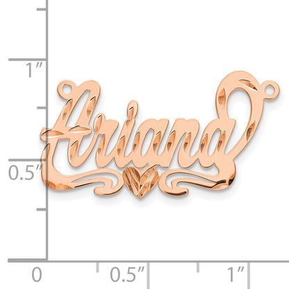 14K Rose Gold Diamond Cut Heart Name Plate