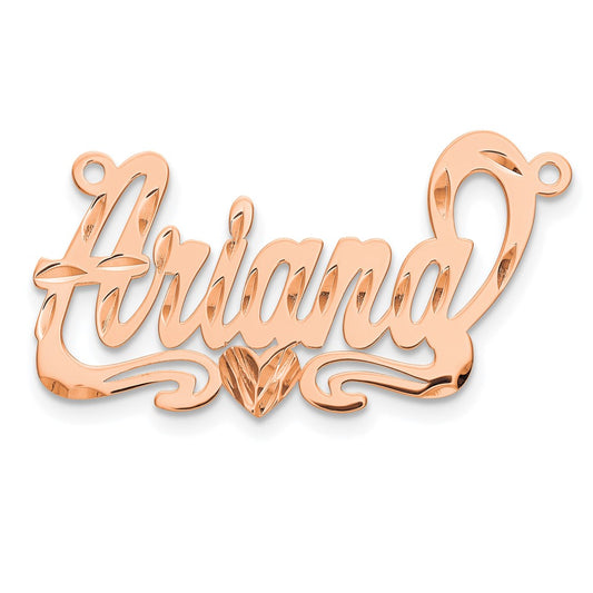 14K Rose Gold Diamond Cut Heart Name Plate