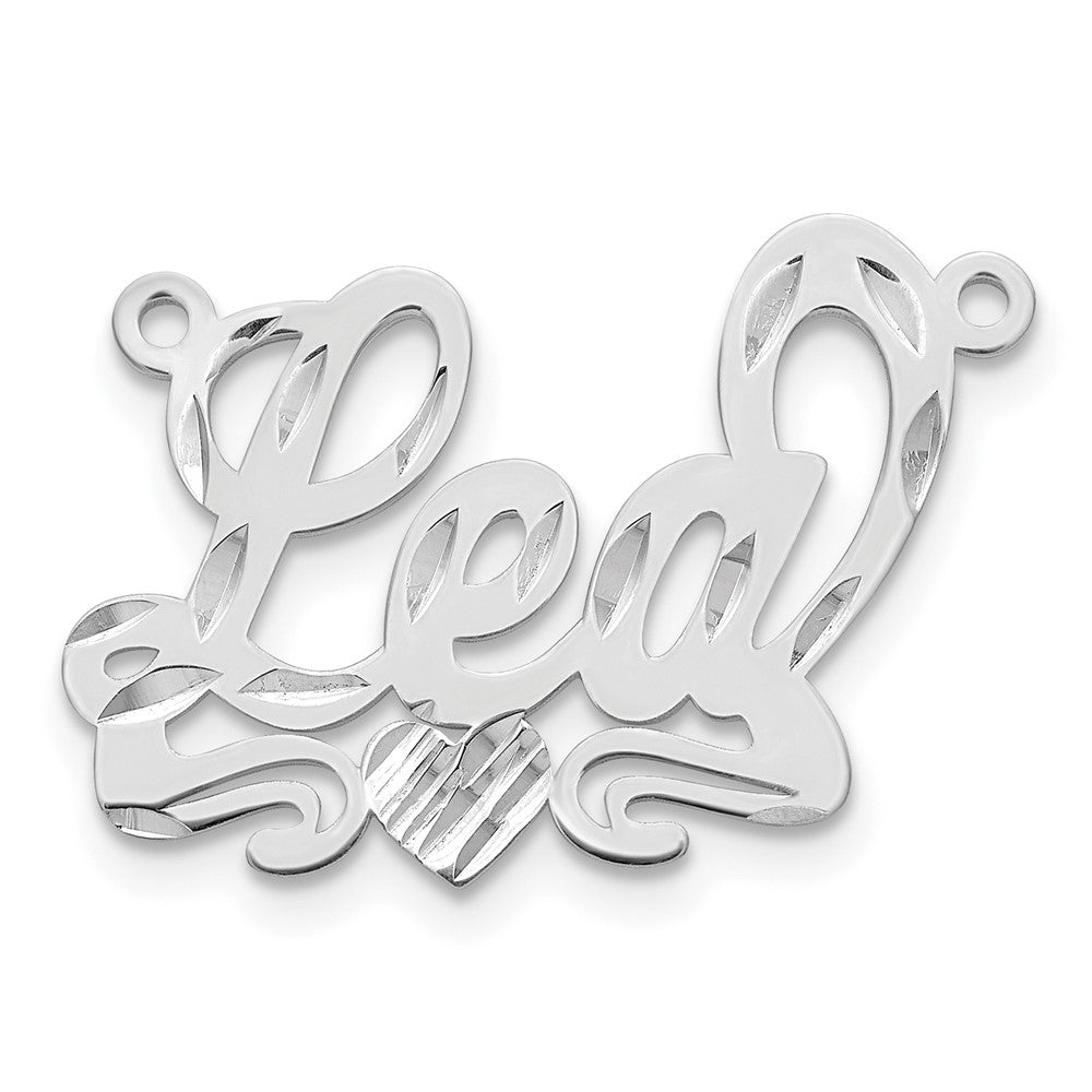 14K White Gold Diamond Cut Heart Name Plate