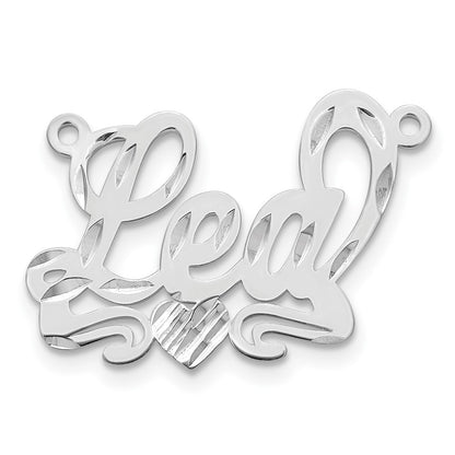14K White Gold Diamond Cut Heart Name Plate