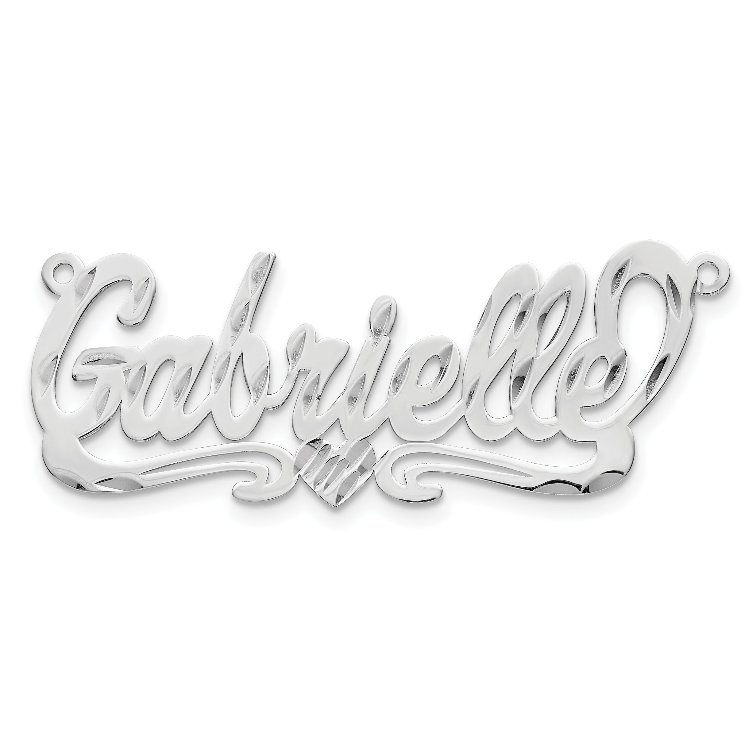 Gold Plated Sterling Silver/Gold Diamond Cut Heart Name Plate