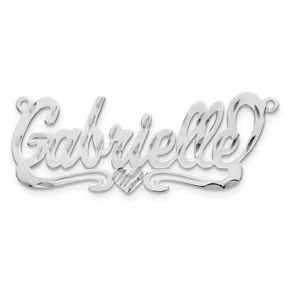 14K White Gold Diamond Cut Heart Name Plate