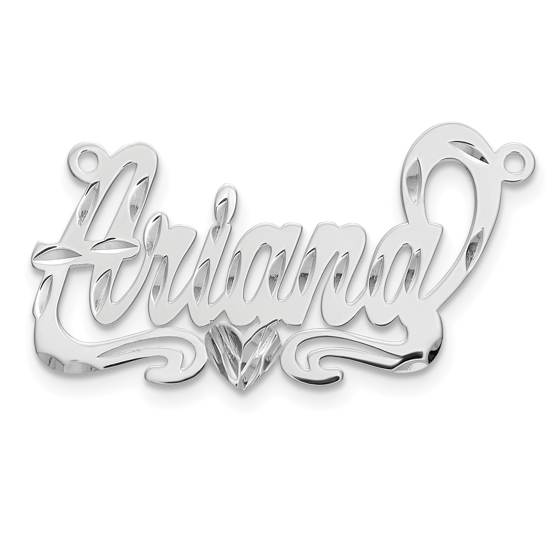 Gold Plated Sterling Silver/Gold Diamond Cut Heart Name Plate