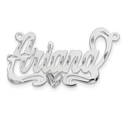 Gold Plated Sterling Silver/Gold Diamond Cut Heart Name Plate