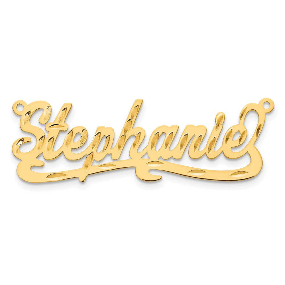 14K Yellow Gold Diamond Cut Name Plate