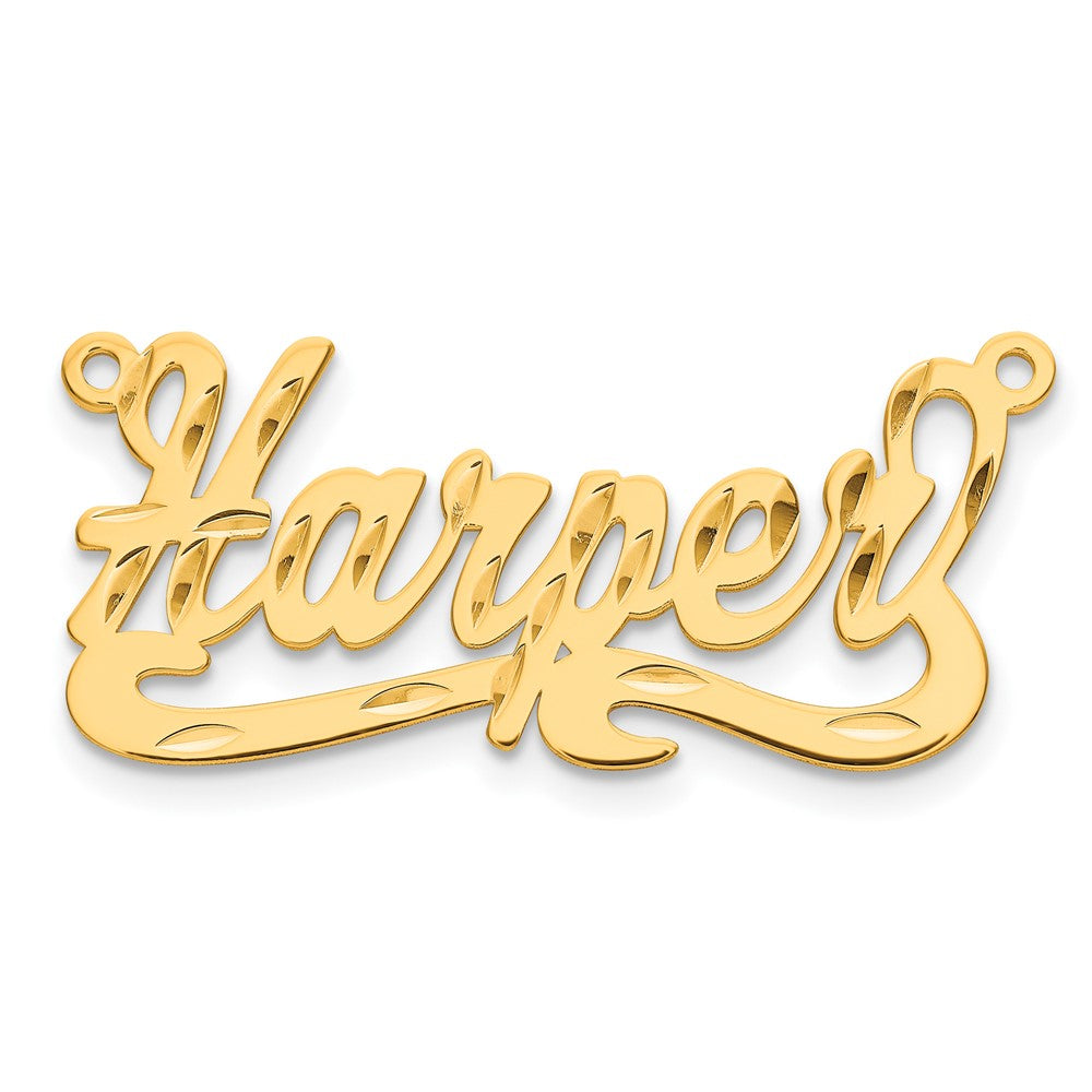 14K Yellow Gold Diamond Cut Name Plate