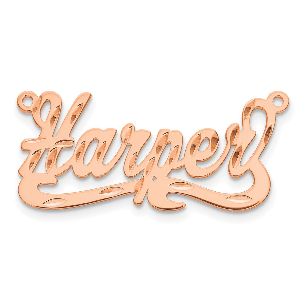 14K Rose Gold Diamond Cut Name Plate