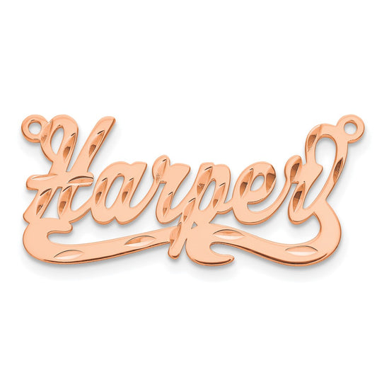 14K Rose Gold Diamond Cut Name Plate