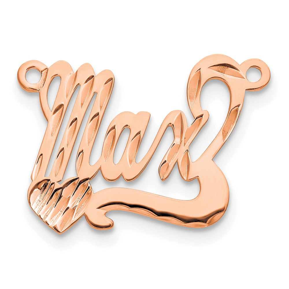 14K Rose Gold Diamond Cut Heart Name Plate