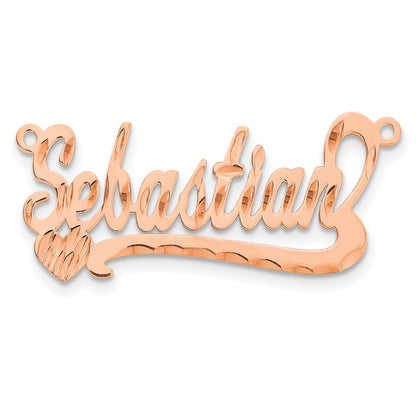 14K Rose Gold Diamond Cut Heart Name Plate