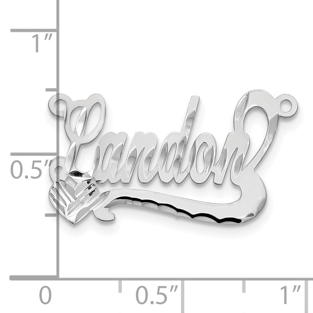 14K White Gold Diamond Cut Heart Name Plate