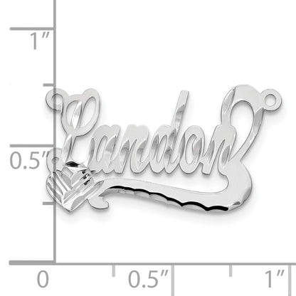 14K White Gold Diamond Cut Heart Name Plate