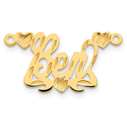 Gold Plated Sterling Silver/Gold Diamond Cut Hearts Name Plate