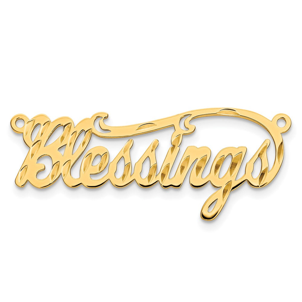 14K Yellow Gold Diamond Cut Name Plate