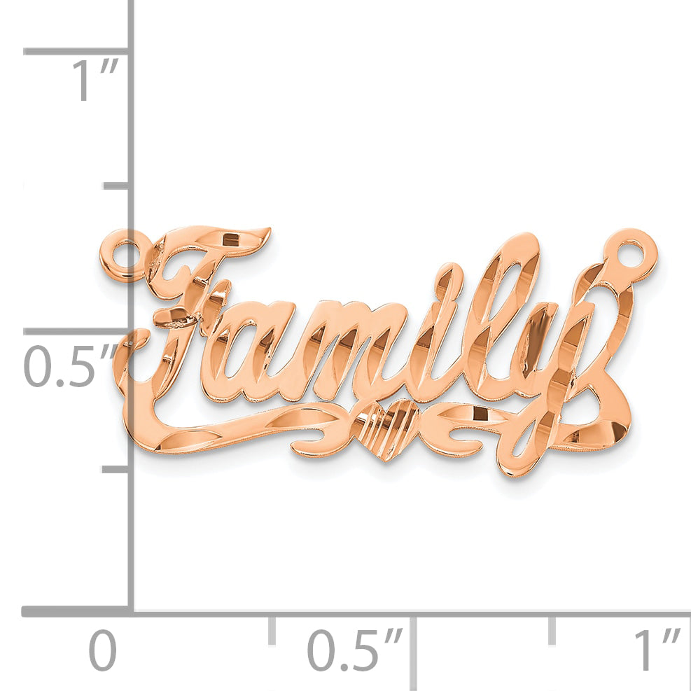 14K Rose Gold Diamond Cut Heart Name Plate