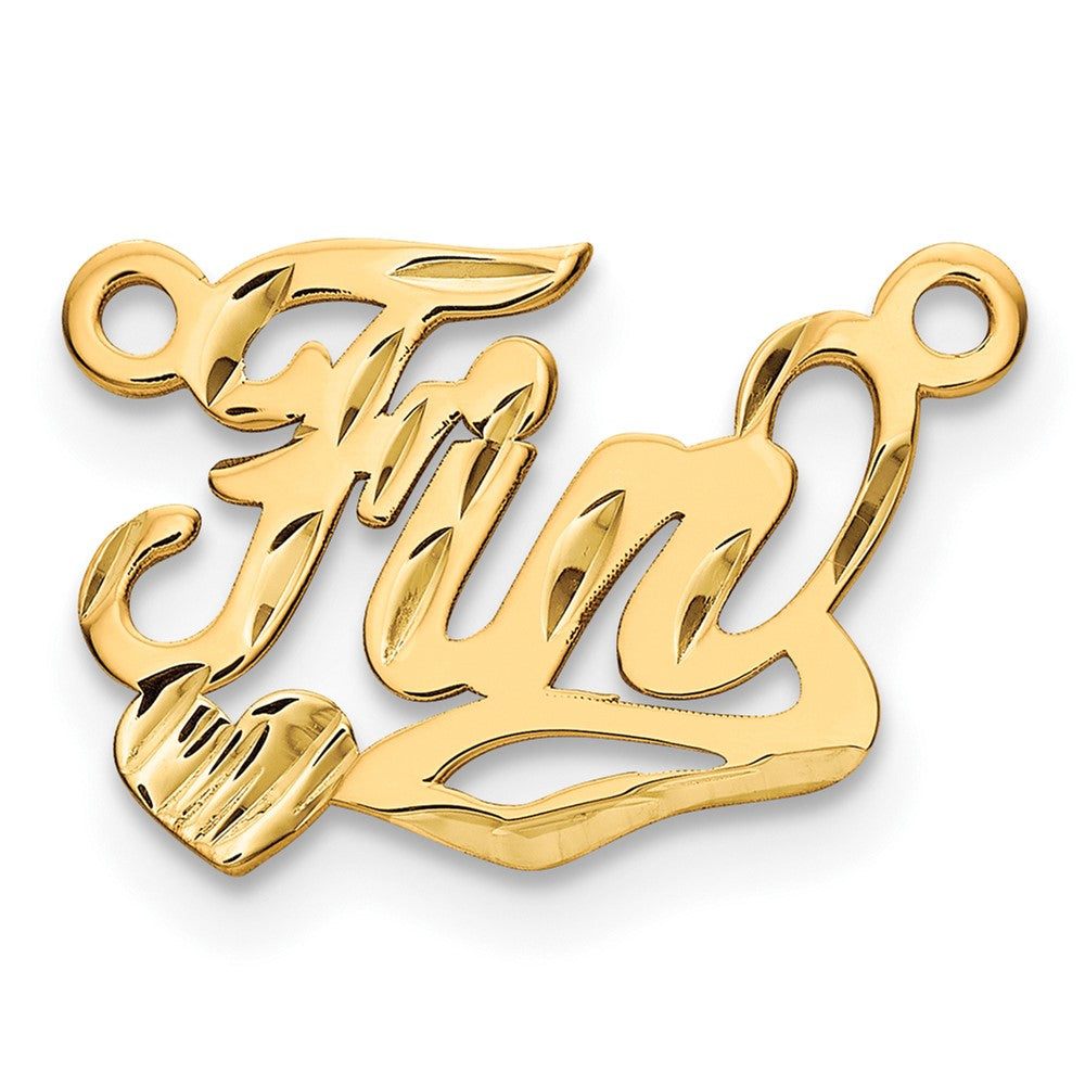 Gold Plated Sterling Silver/Gold Diamond Cut Heart Name Plate